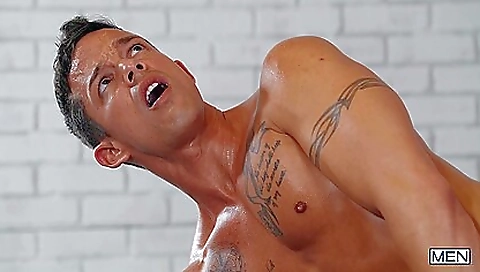 Hot milf gets double teamed by two men guests